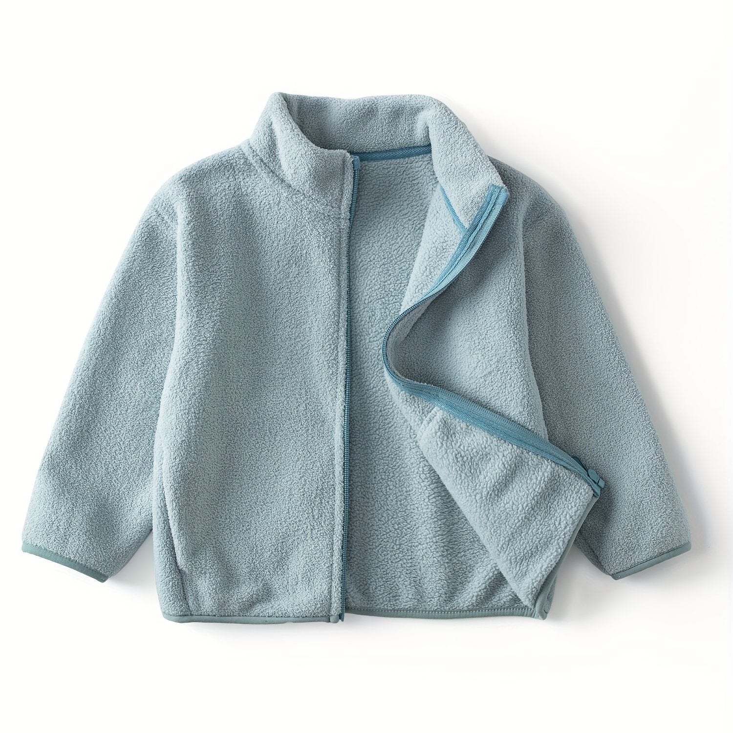 Cozy Kids' Polar Fleece Jacket - Soft, Warm, and Casual Stand Collar Design for Girls and Boys - Perfect for Fall and Winter Outdoor Play
