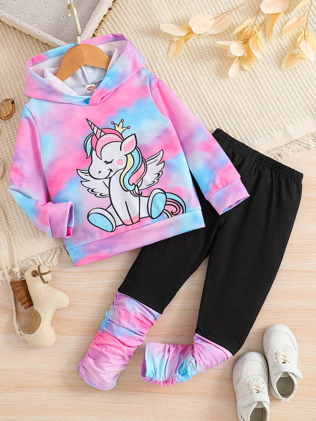 2-Piece Girl's Cartoon Unicorn Print Hoodie and Pants Set - Kids' Casual Pant Sets for Spring and Fall - Soft, Comfy, and Adorable Outfits for Little Girls