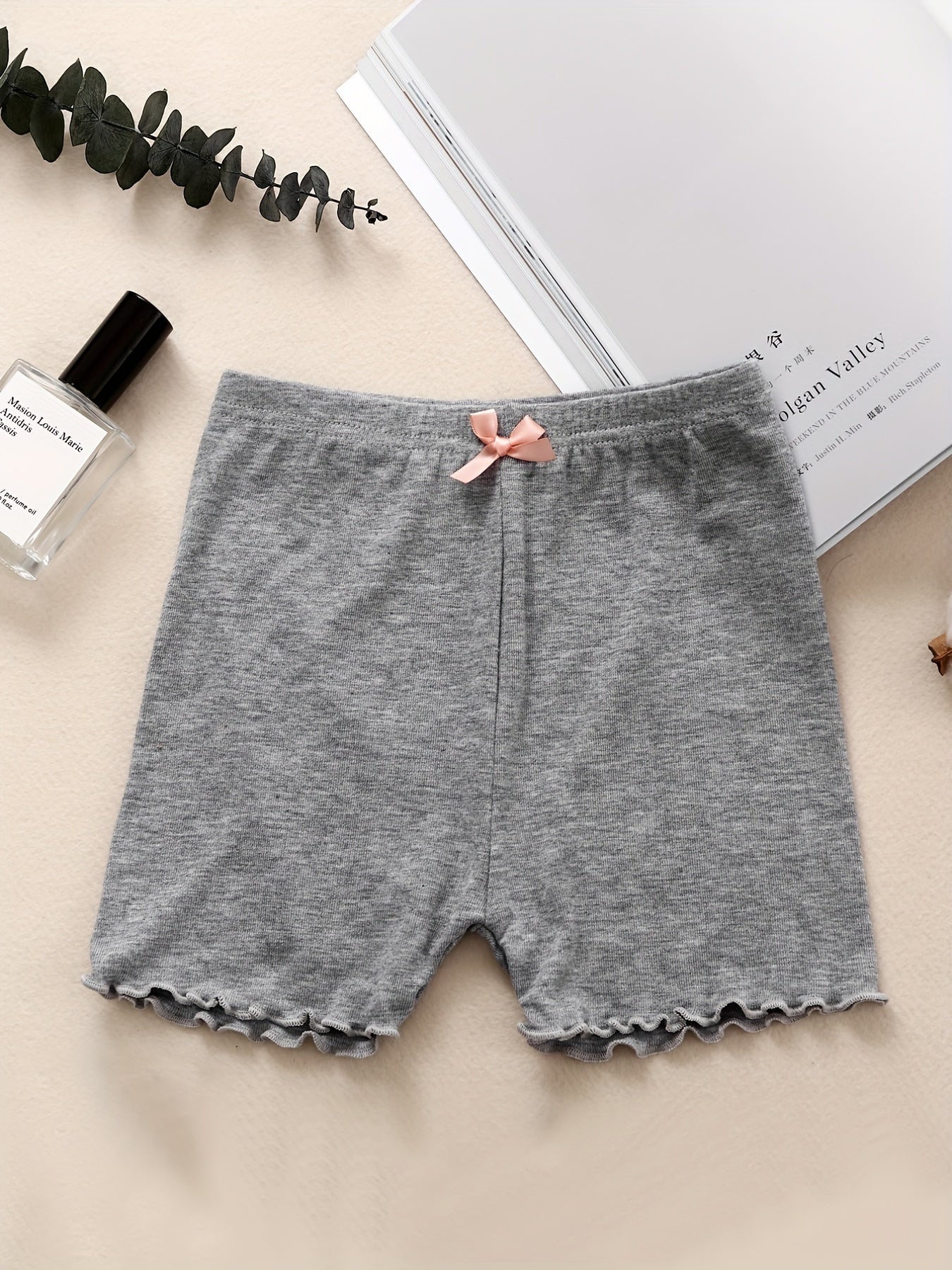 4pcs 4 Pack Bowknot Elastic Waist Girl Boy Shorts, Breathable Kids Underwear
