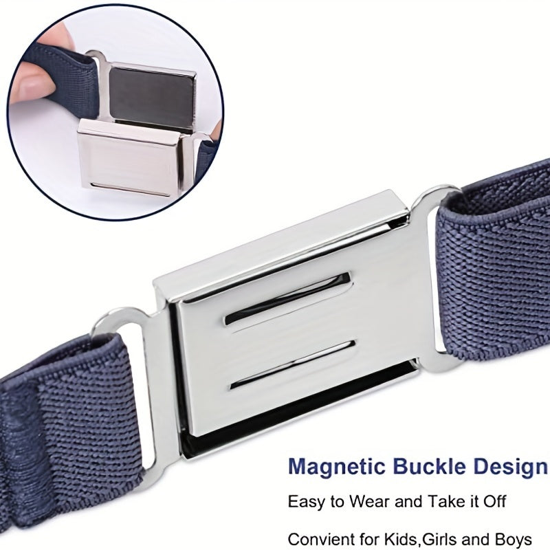 2pcs Boys Adjustable Belt With Magnetic Buckle Belt Kids Belt