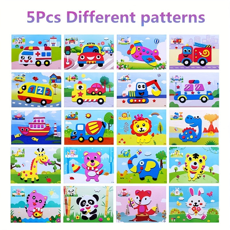 5pcs Kids Craft Gift: DIY 3D EVA Foam Sticker Puzzle for Early Learning & Educational Fun! Easter Gift Christmas, Halloween Gift