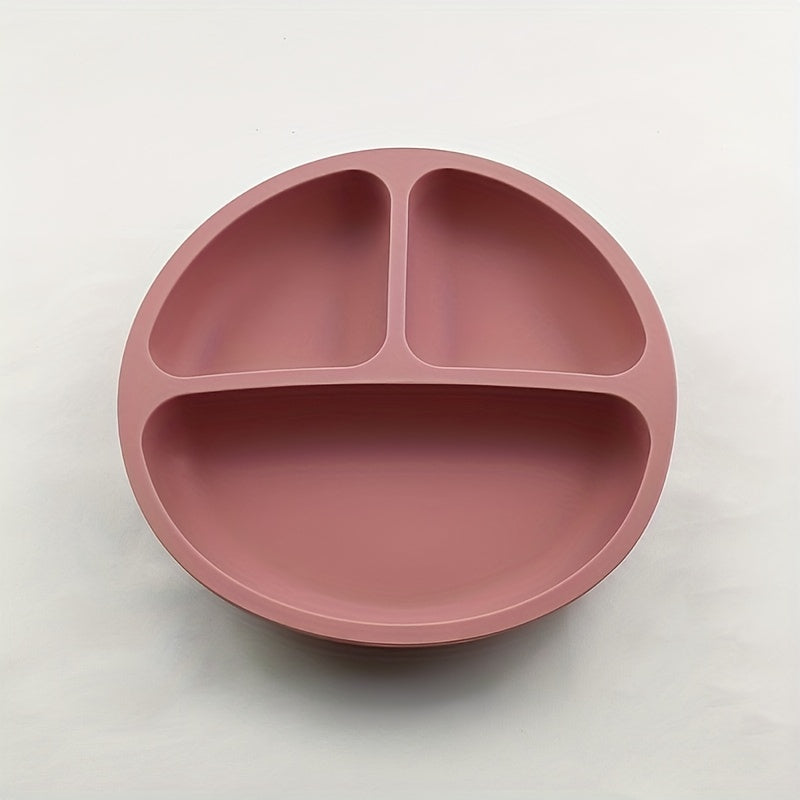 One Silicone Dining Plate for Children, Featuring Four Strong Suction Cups, a Bowl for Kids, a Food Plate, Utensils, And a Microwave-Safe Bowl Free of Bisphenol A.