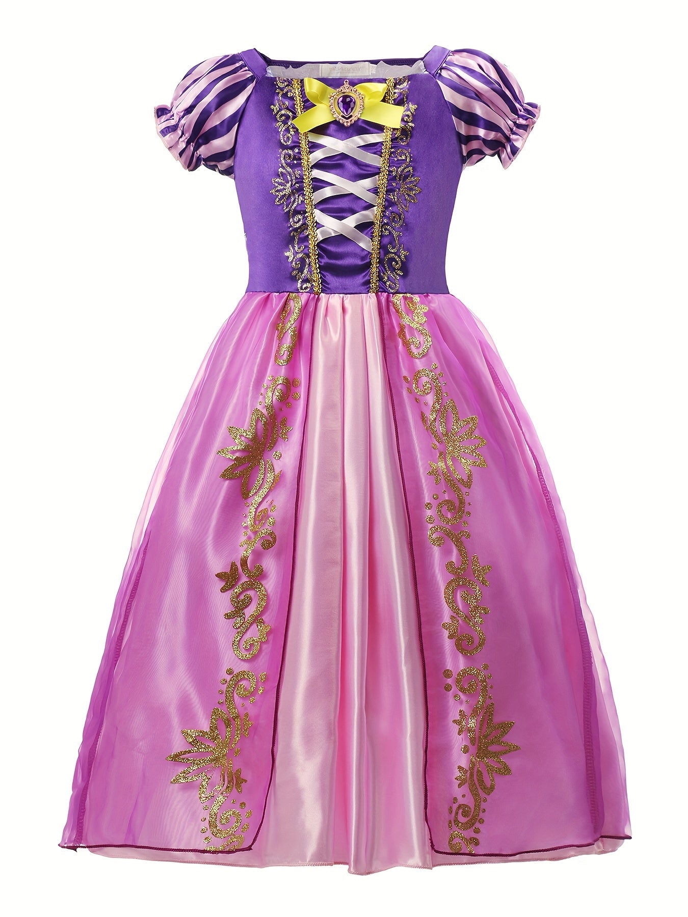 Purple Princess Costume Dress - Girls' Birthday Party Outfit - Cosplay Costume for Kids - Velvety Soft Fabric, Sparkly Tiara, and Satin Ribbon Details - Perfect for Royal Princess Theme Party