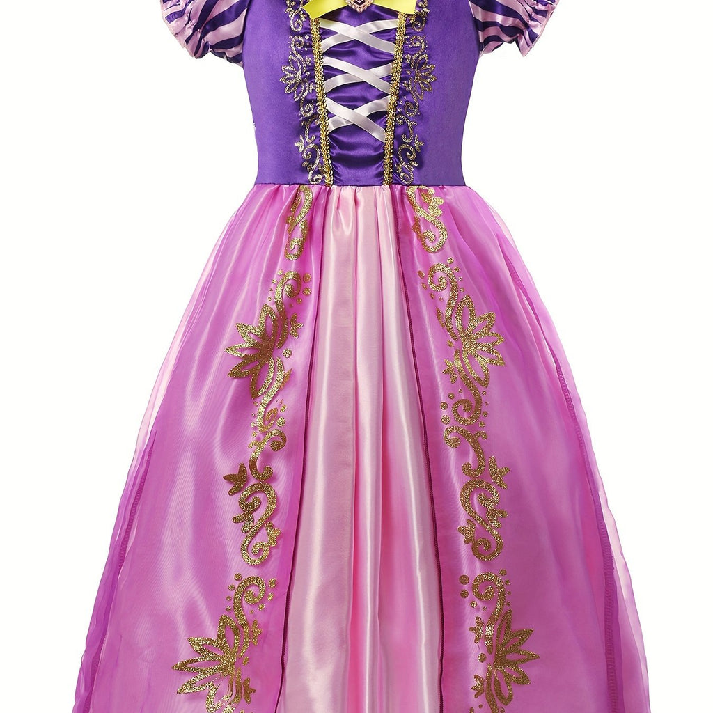 Purple Princess Costume Dress - Girls' Birthday Party Outfit - Cosplay Costume for Kids - Velvety Soft Fabric, Sparkly Tiara, and Satin Ribbon Details - Perfect for Royal Princess Theme Party