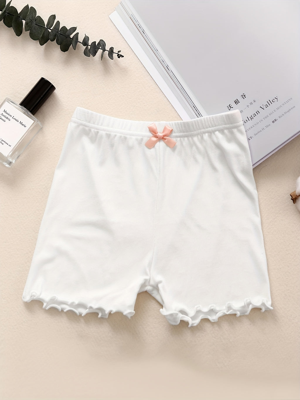 4pcs 4 Pack Bowknot Elastic Waist Girl Boy Shorts, Breathable Kids Underwear