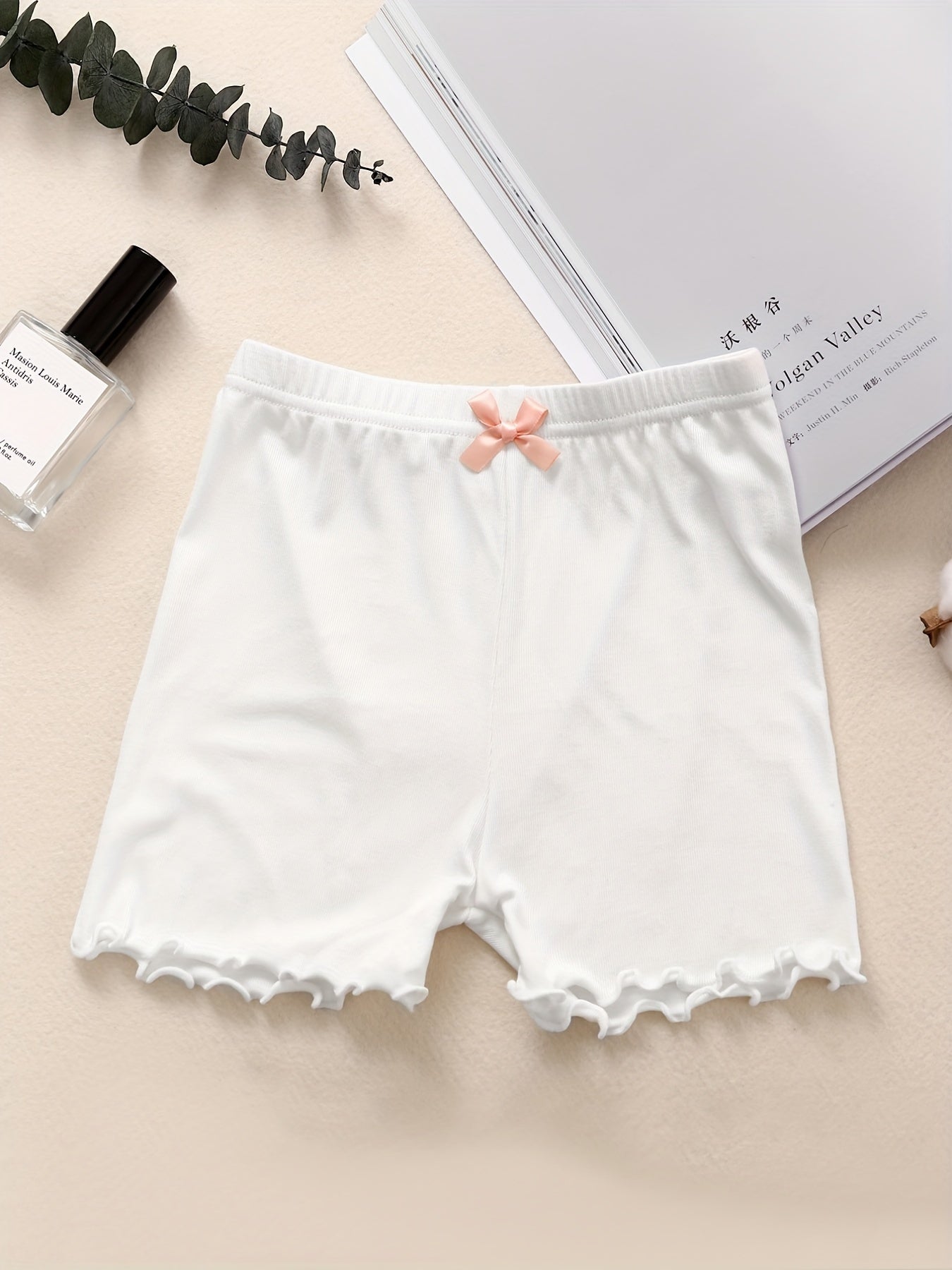 4pcs 4 Pack Bowknot Elastic Waist Girl Boy Shorts, Breathable Kids Underwear