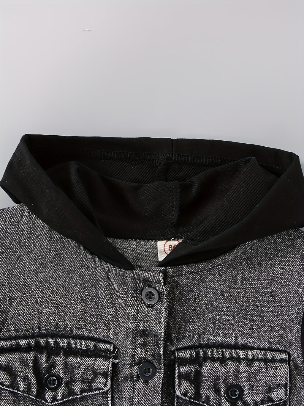 Toddler Boys Stylish Hooded Stitching Long-sleeved Single-breasted Denim Coat With Umbrella-shaped Hem Design, Kids Clothes Autumn And Winter