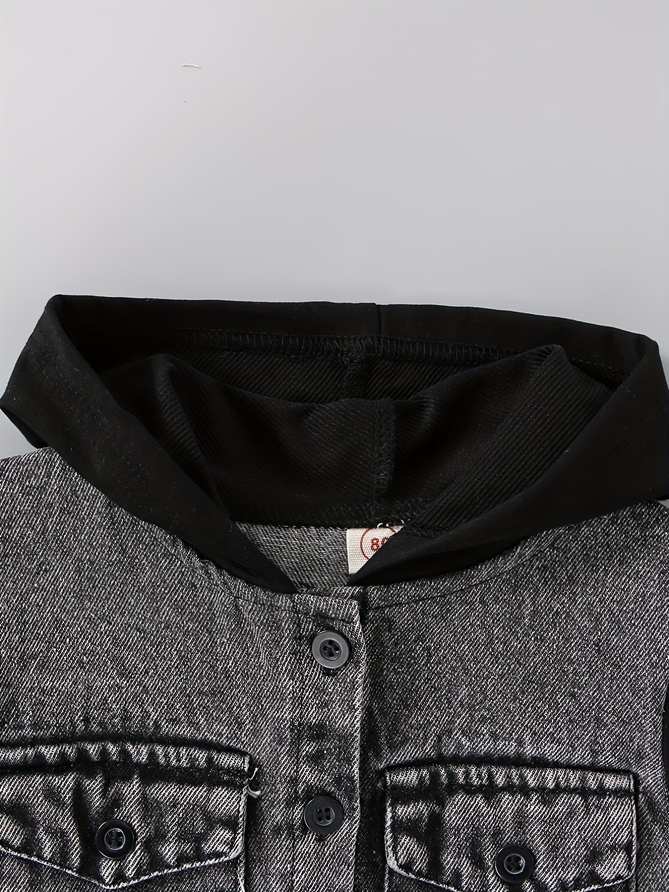 Toddler Boys Stylish Hooded Stitching Long-sleeved Single-breasted Denim Coat With Umbrella-shaped Hem Design, Kids Clothes Autumn And Winter